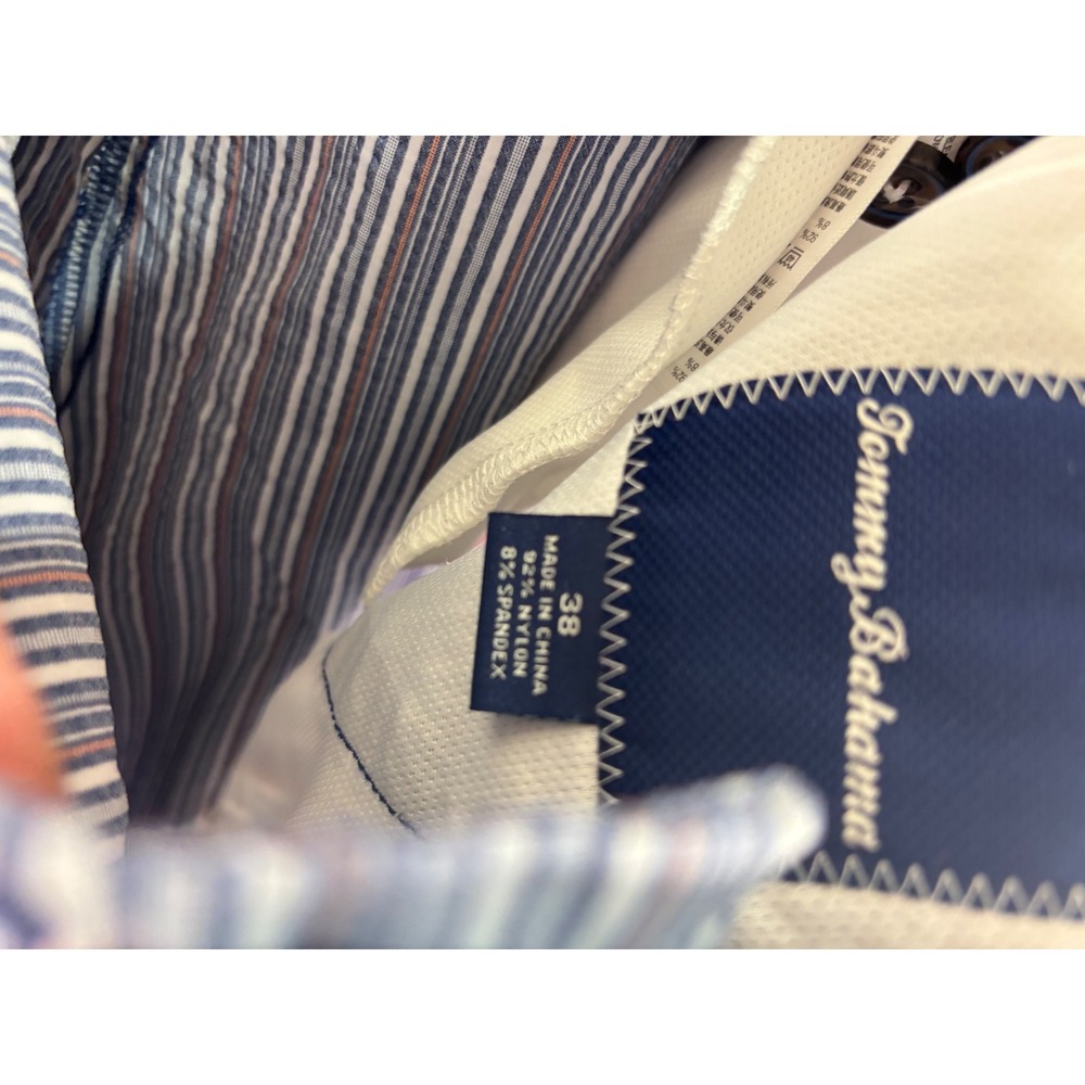 Tommy Bahama Boracay Mens 38 Striped Performance Shorts Blue White Stretch - Picture 4 of 5